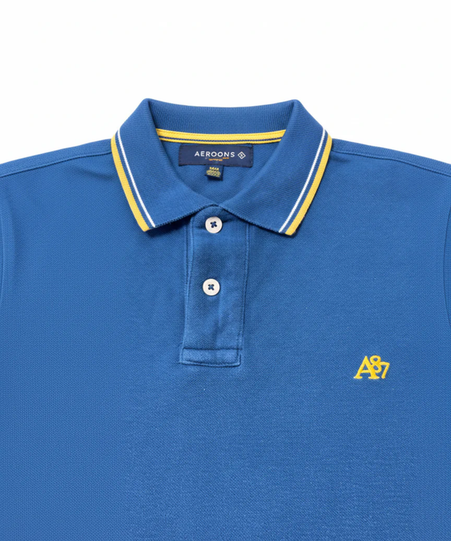 AÉROPOSTALE Blue A87 Tipped Piqué Polo Shirt