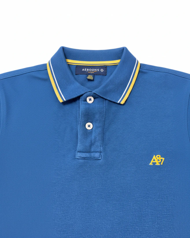 AÉROPOSTALE Blue A87 Tipped Piqué Polo Shirt