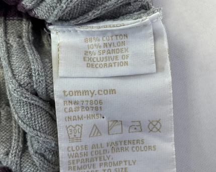 Tommy Hilfiger Purple & Gray Striped Cable Knit Henley Sweater