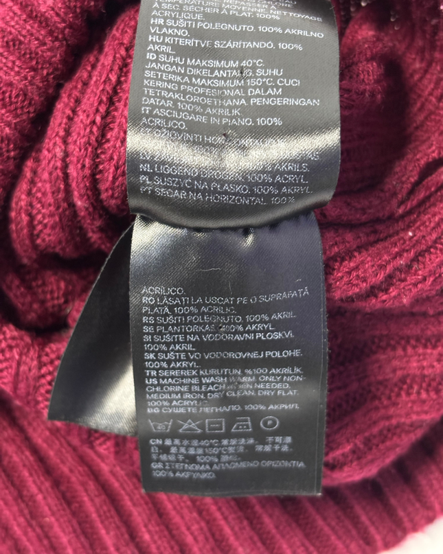 H&M Divided Maroon Mock Neck Ribbed Sweater