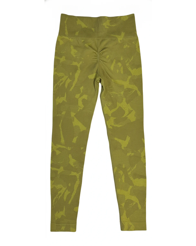 Gymshark Olive Green Camo Seamless Scrunch Butt Leggings