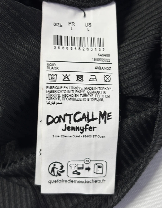 DON'T CALL ME Jennyfer Black Ribbed Rhinestone Strap Cami Top W/Tags