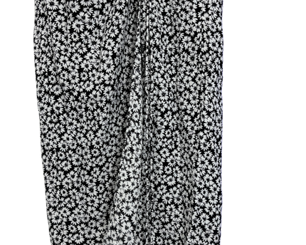 Bershka Black and White Floral Ruched Midi Skirt