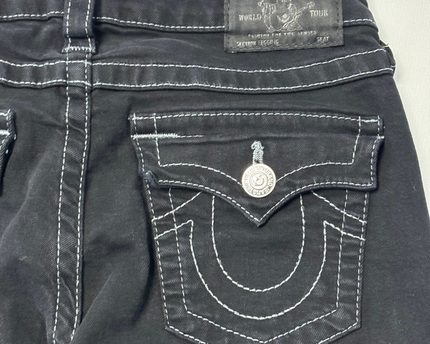 True Religion Black Slim Fit Contrast Stitch Jeans