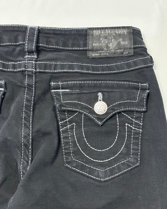 True Religion Black Slim Fit Contrast Stitch Jeans