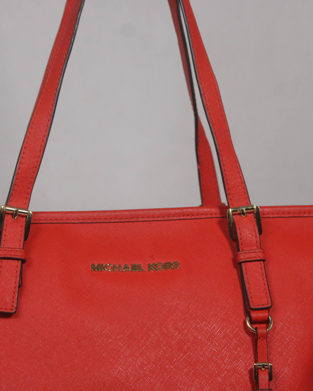 Michael Kors Red Saffiano Leather Tote Bag