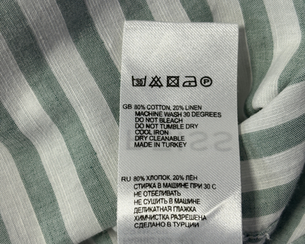 Reiss Green and White Striped Regular Fit Button-Down Shirt