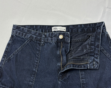 Zara Dark Blue Cargo Style Straight Leg Jeans