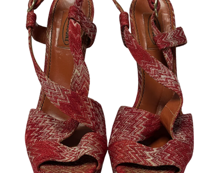 Missoni Red Zigzag Knit Wedge Sandals