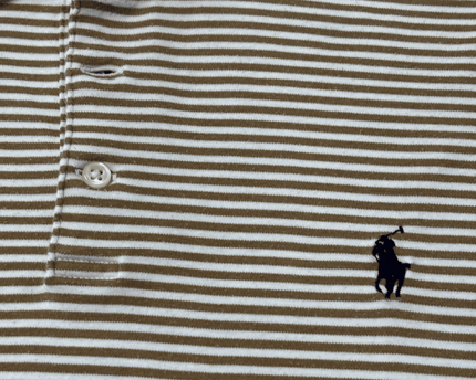 Ralph Lauren Custom Slim Fit Tan & White Striped Polo Shirt
