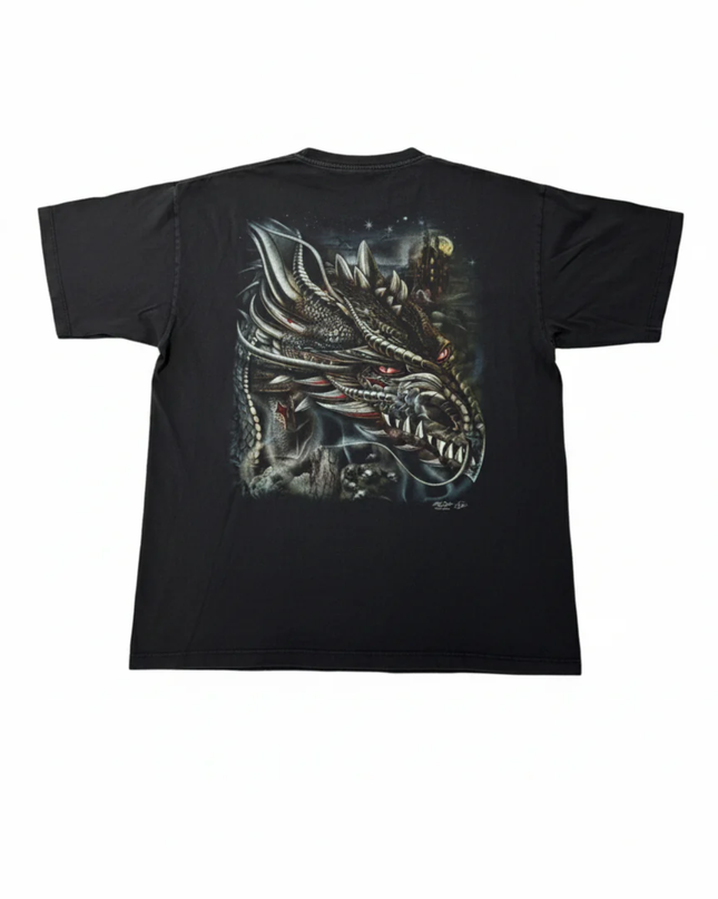 Rock Chang Black Fantasy Dragon Graphic T-Shirt XXL