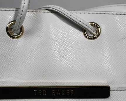 Ted Baker White Saffiano Leather Bucket Bag