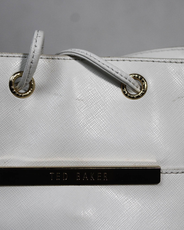 Ted Baker White Saffiano Leather Bucket Bag