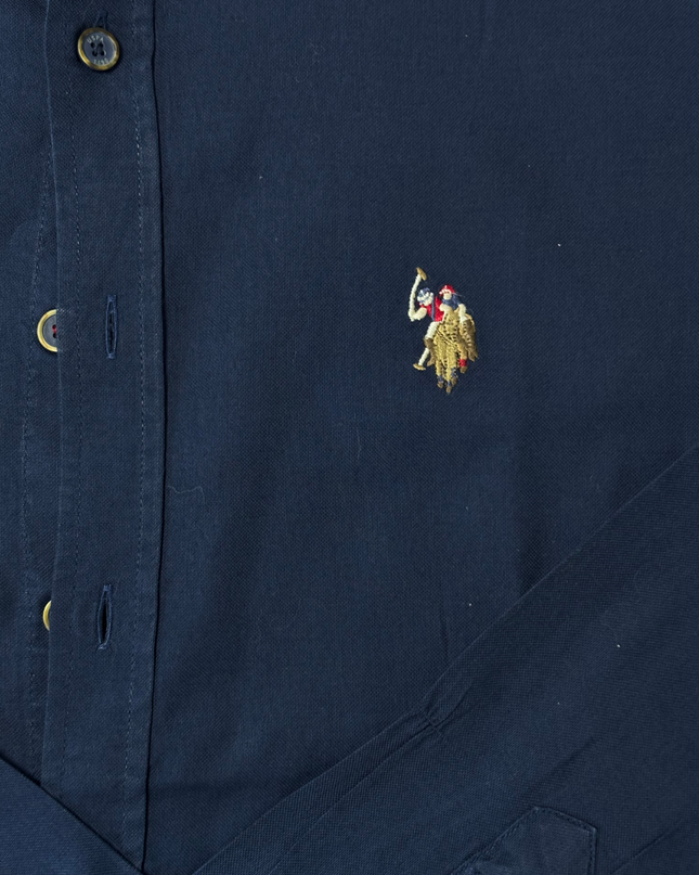 U.S. Polo Assn. Slim Fit Navy Blue Long Sleeve Button-Up Shirt - L