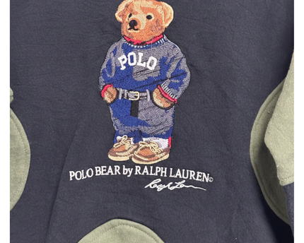 Reworked  Polo Ralph Lauren Green Polo Bear Color-Block Sweatshirt