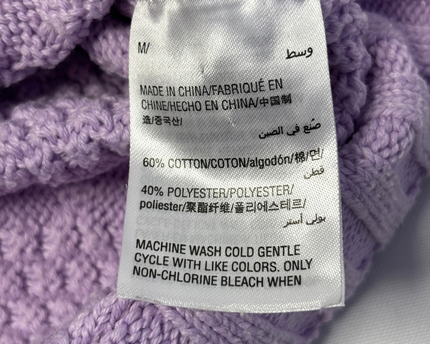 INC International Concepts Purple One Shoulder Cable Knit Mock Neck Sweater