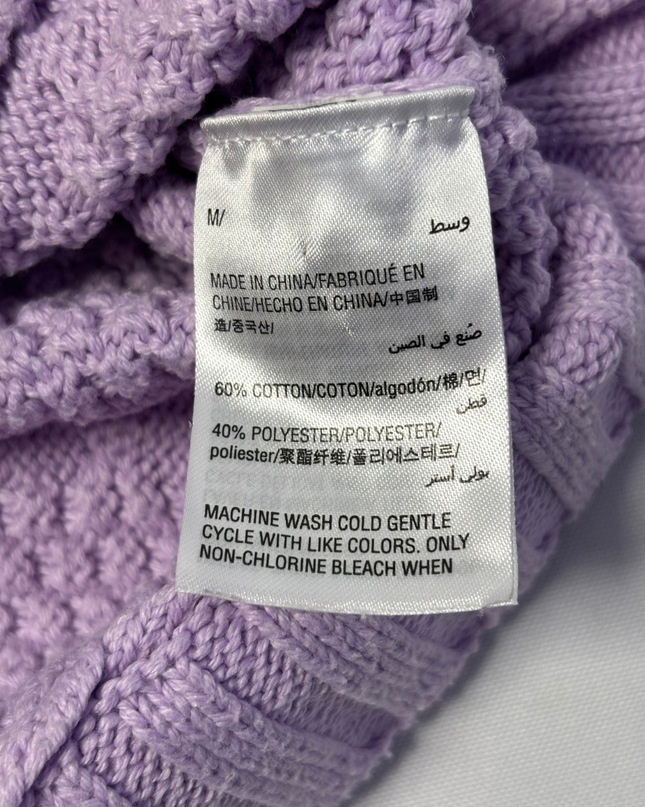 INC International Concepts Purple One Shoulder Cable Knit Mock Neck Sweater