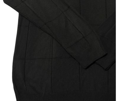 LC WAIKIKI Black Textured Grid Knit Crew Neck Sweater