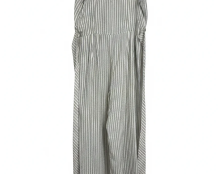 Calvin Klein White/Black Striped Sleeveless Wide-Leg Jumpsuit