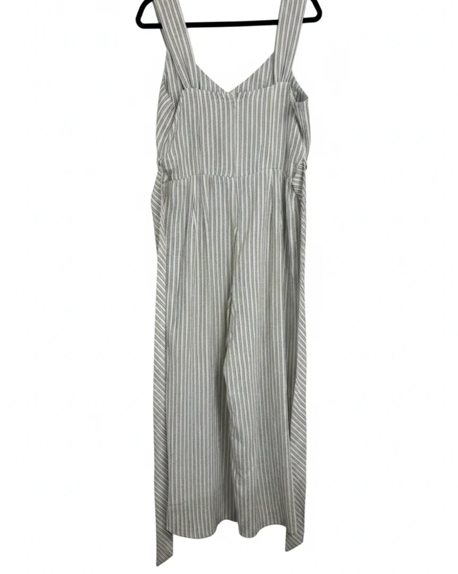 Calvin Klein White/Black Striped Sleeveless Wide-Leg Jumpsuit