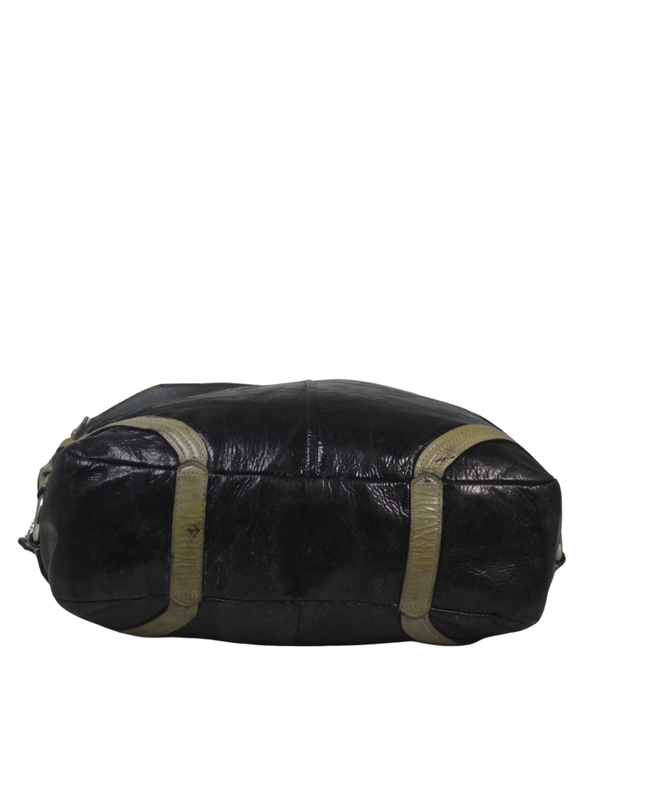 Coach Black Crinkled Leather Hobo Bag