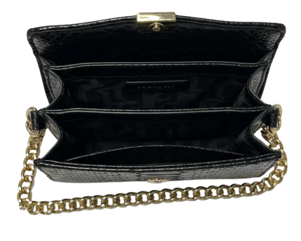 Roccobarocco Black Snakeskin-Embossed Mini Top-Handle Bag