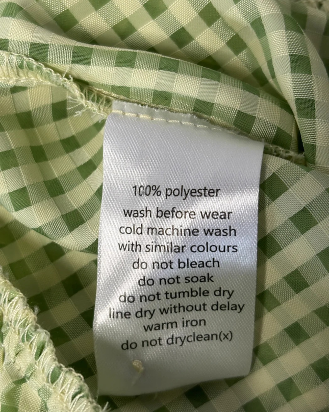 Atmos&Here Green Gingham Wrap Peplum Blouse