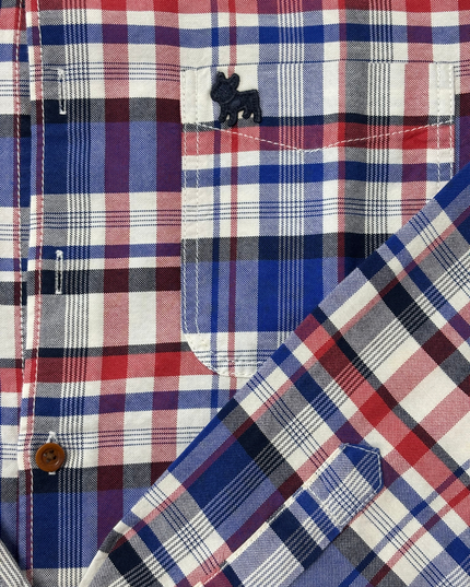 Jack & Jones Red, Blue & White Plaid Flannel Shirt - S
