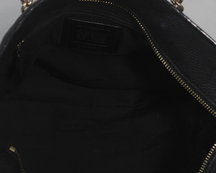 Coach Black Pebbled Leather Chain Strap Tote Bag