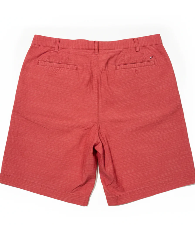 Tommy Hilfiger Men's Red Fine Striped Classic Chino Shorts