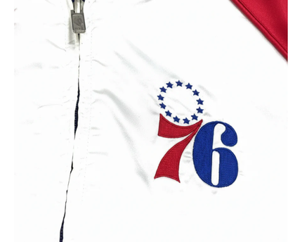 G-III Sports Philadelphia 76ers Red, White, Blue Satin Bomber Jacket
