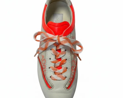 Hogan White/Neon Orange Sequin Low-Top Sneakers