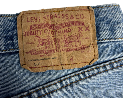 Levi's Blue 501 Raw Hem Denim Shorts