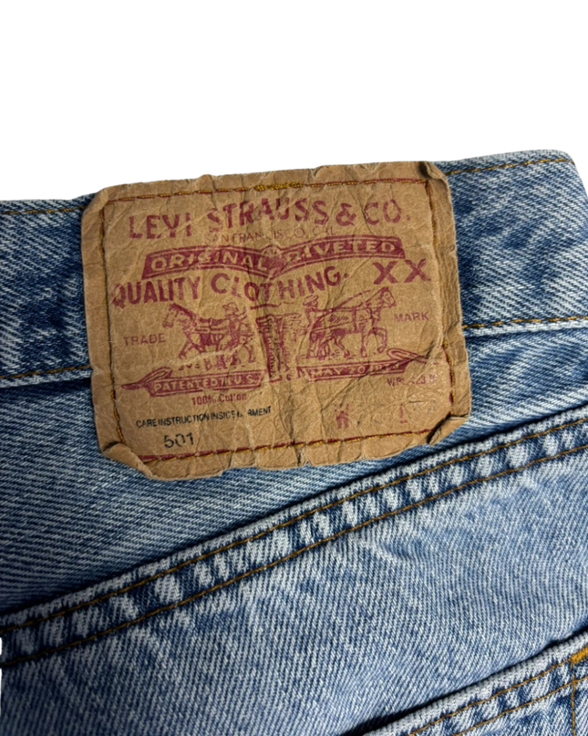 Levi's Blue 501 Raw Hem Denim Shorts