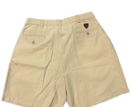 Polo Golf Beige Textured Pleated Cotton Chino Shorts