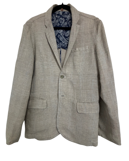Tailor Vintage Gray Glen Check Linen Blazer
