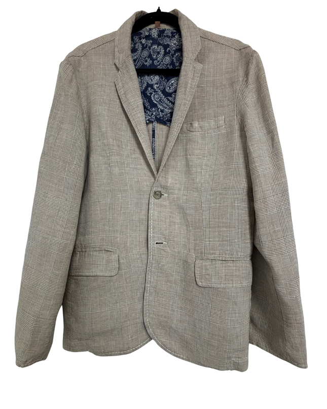 Tailor Vintage Gray Glen Check Linen Blazer