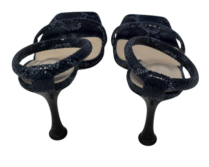 CHARLES & KEITH Animal Print Blue Snakeskin Embossed Slingback Heels | With Box