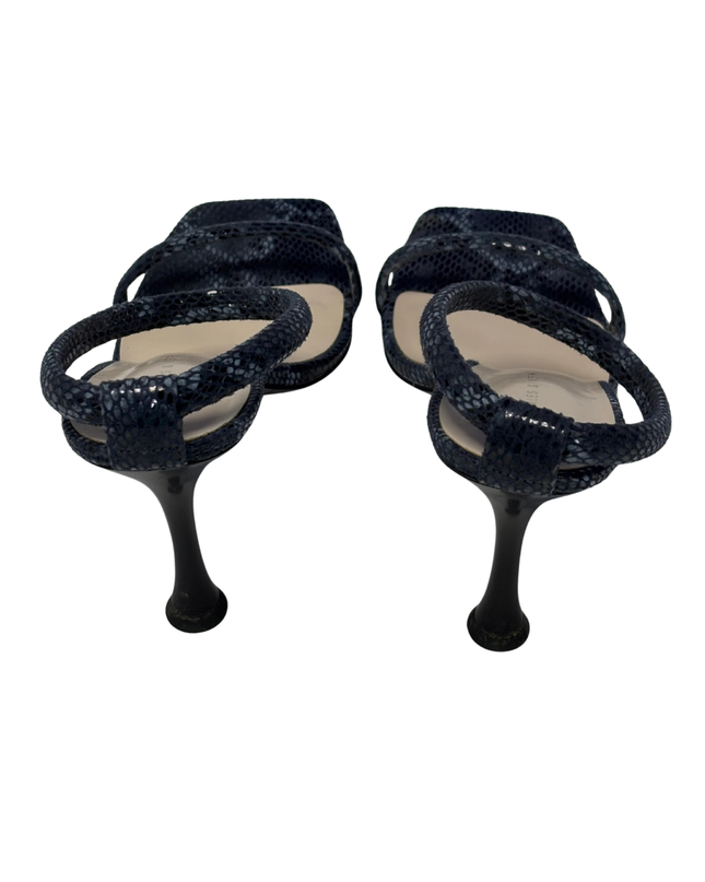 CHARLES & KEITH Animal Print Blue Snakeskin Embossed Slingback Heels | With Box