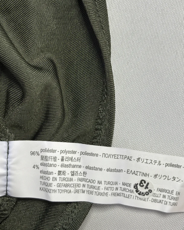 Bershka Olive Green Button-Front Tie-Hem Crop Top