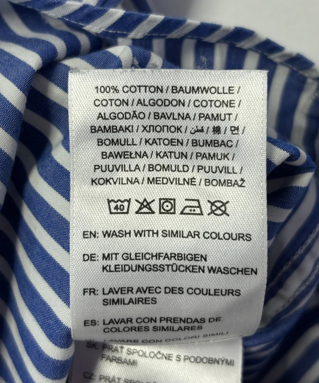 GANT Blue/White Striped Broadcloth Slim Fit Shirt
