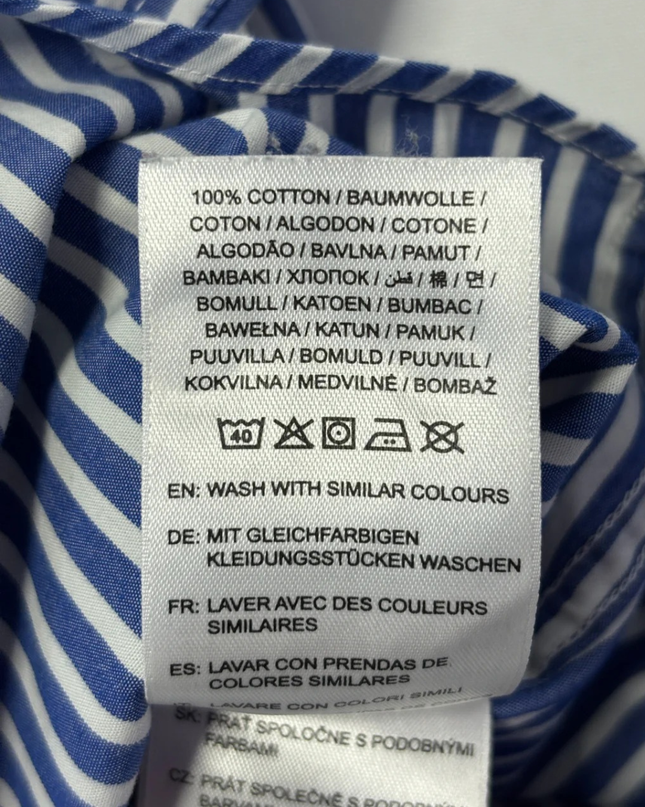 GANT Blue/White Striped Broadcloth Slim Fit Shirt