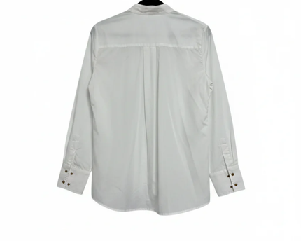Sinsay White Long Sleeve Pussybow Neck Tie Blouse