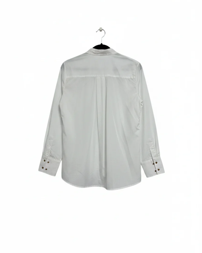 Sinsay White Long Sleeve Pussybow Neck Tie Blouse
