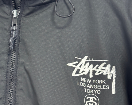 Stussy World Tour Hooded Black Windbreaker Jacket
