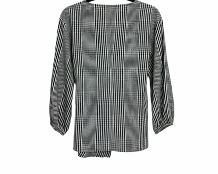 Reserved Black and White Gingham Wrap Blouse