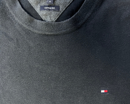 Tommy Hilfiger Black Cotton Silk Crewneck Sweater