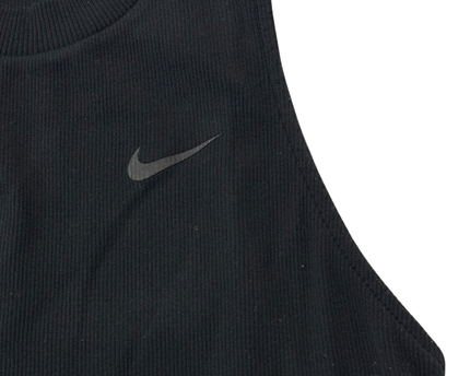 Nike Black Ribbed Mock Neck Cropped Tank Top