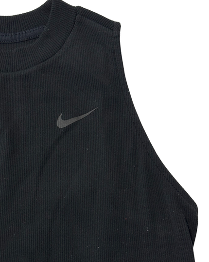 Nike Black Ribbed Mock Neck Cropped Tank Top