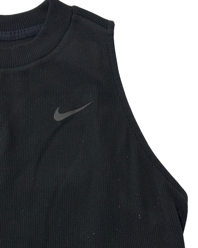 Nike Black Ribbed Mock Neck Cropped Tank Top
